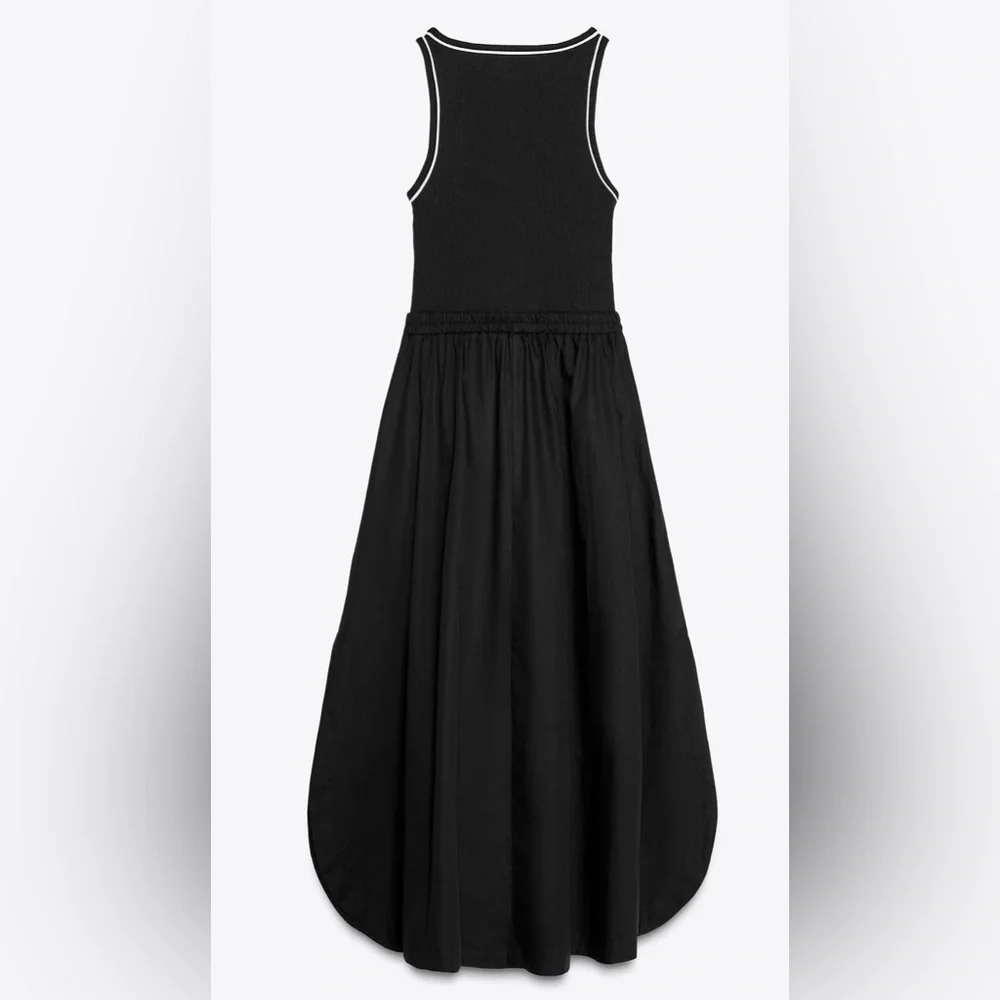 Nwt- Zara- Contrast Midi Dress- L - Picture 2 of 7